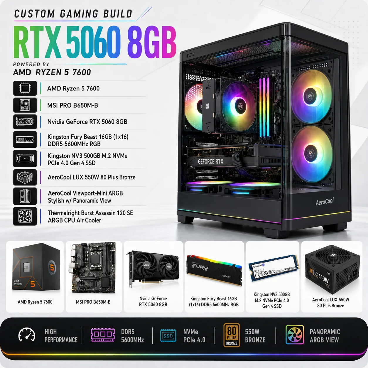 AMD RYZEN 5 7600 // RTX 5060 8GB // 16GB RAM - Custom Build